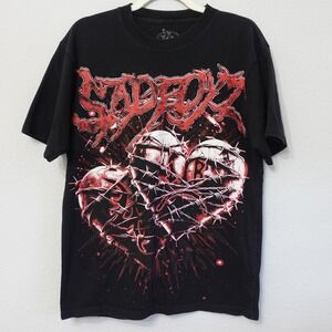 Sad Boys Lost Hills Graphic T-Shirt Mens Small Black Red Barbed Wire Heart USA